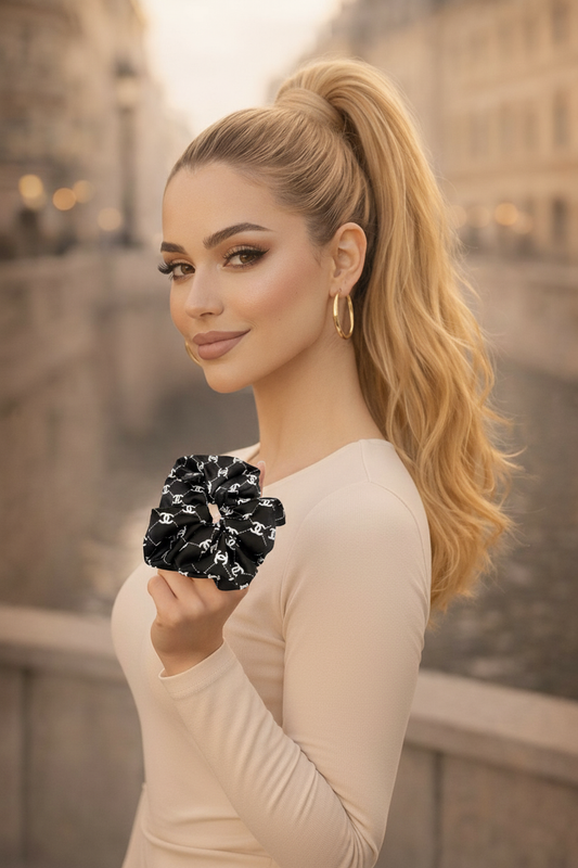 Noir Silk Scrunchie